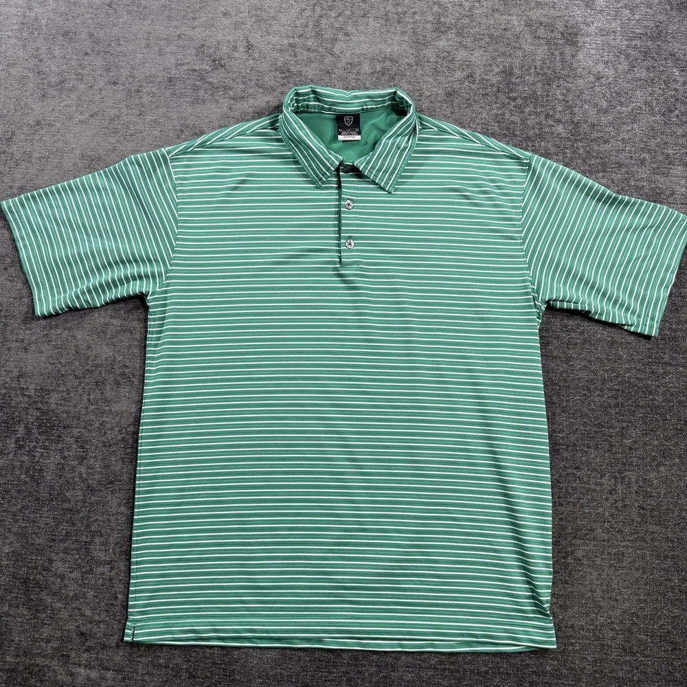 Nike Golf Polo Shirt Men's Size Large Green Striped Short Sleeve Dri-FIT UV Top